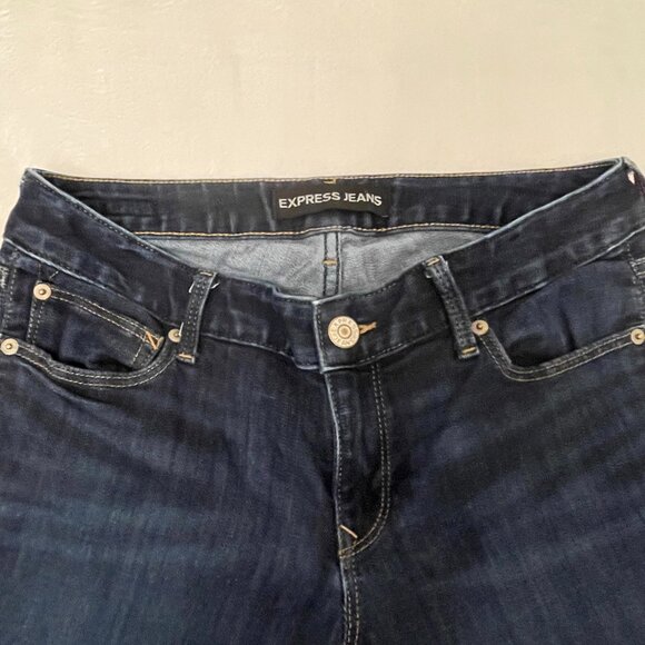 Express Stella Jeans Women 32x30 Size 8R Dark Blue Denim Skinny Low Rise Cotton - Picture 3 of 9